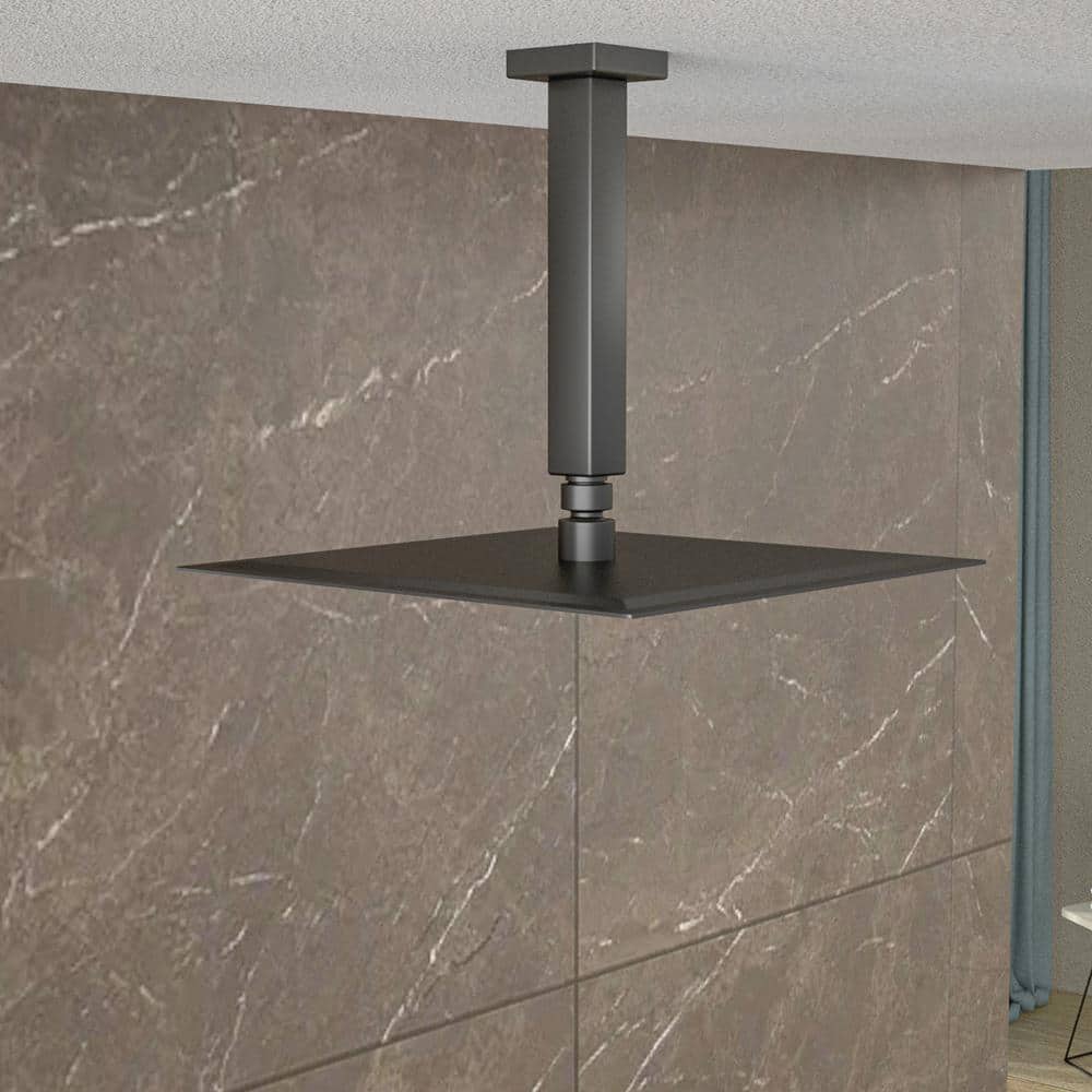 Logmey 8 in. Ceiling Mount Standard Shower Arm in Black (2)