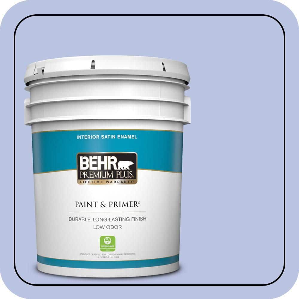 BEHR PREMIUM PLUS 5 gal. #600A-3 California Lilac Satin Enamel Low Odor Interior Paint & Primer