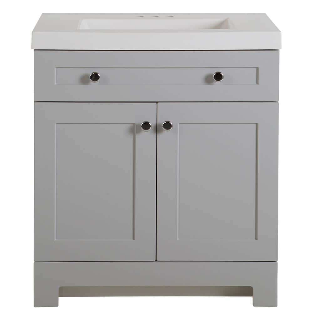 Glacier Bay Everdean 31 in. Single Sink Pearl Gray Freestanding Bath Vanity with White Cultured Marble Top (Assembled) (3)