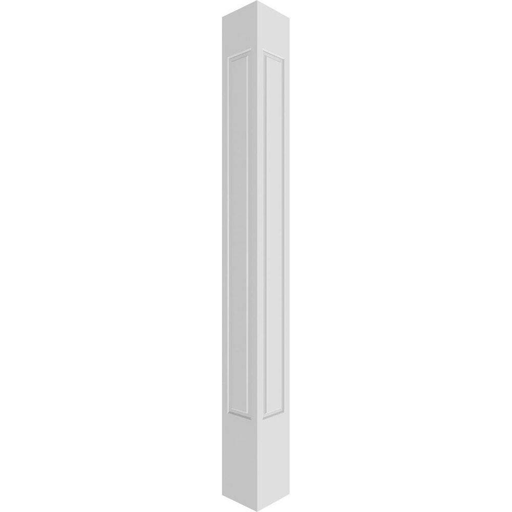 Ekena Millwork 9-5/8 in. x 10 ft. Premium Square Non-Tapered, Raised Panel PVC Column Wrap Kit, Tuscan Capital and Base (3)