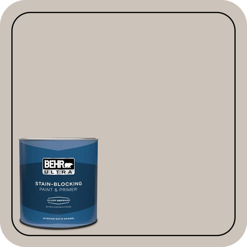 BEHR ULTRA 1 qt. #N200-2 Doeskin Gray Extra Durable Satin Enamel Interior Paint & Primer