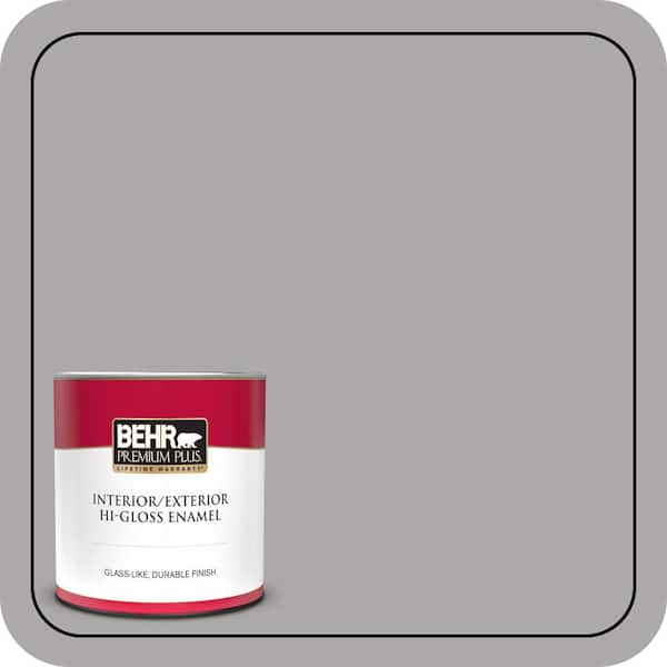 BEHR PREMIUM PLUS 1 qt. #PPU18-14 Cathedral Gray Hi-Gloss Enamel Interior/Exterior Paint & Primer (2)