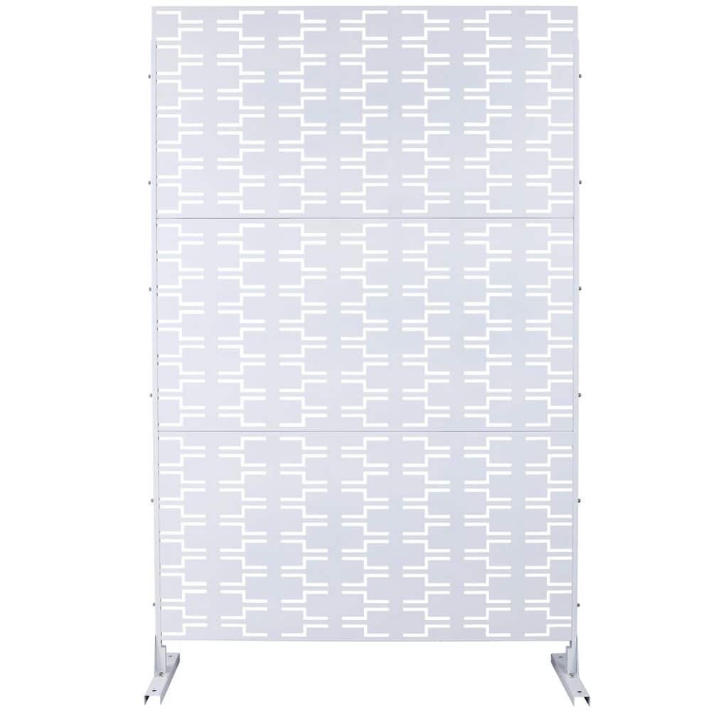 Unbranded 4 ft. x 6 ft. White Metal Outdoor Privacy Screen for Garden, Patio, Freestanding Decorative