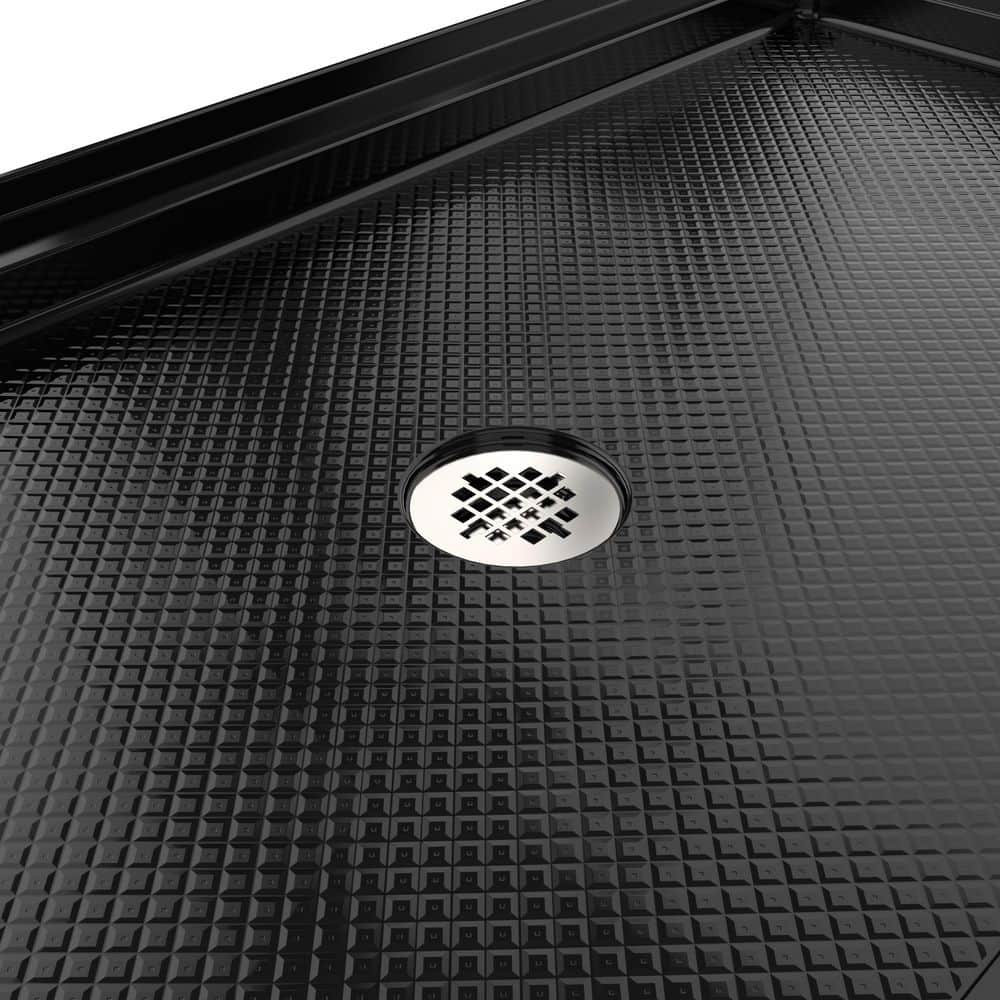 DreamLine SlimLine 48 in. L x 36 in. W Alcove Rectangular Black Shower Pan Base with 2 in. Round Center Drain in Polished Nickel (3)