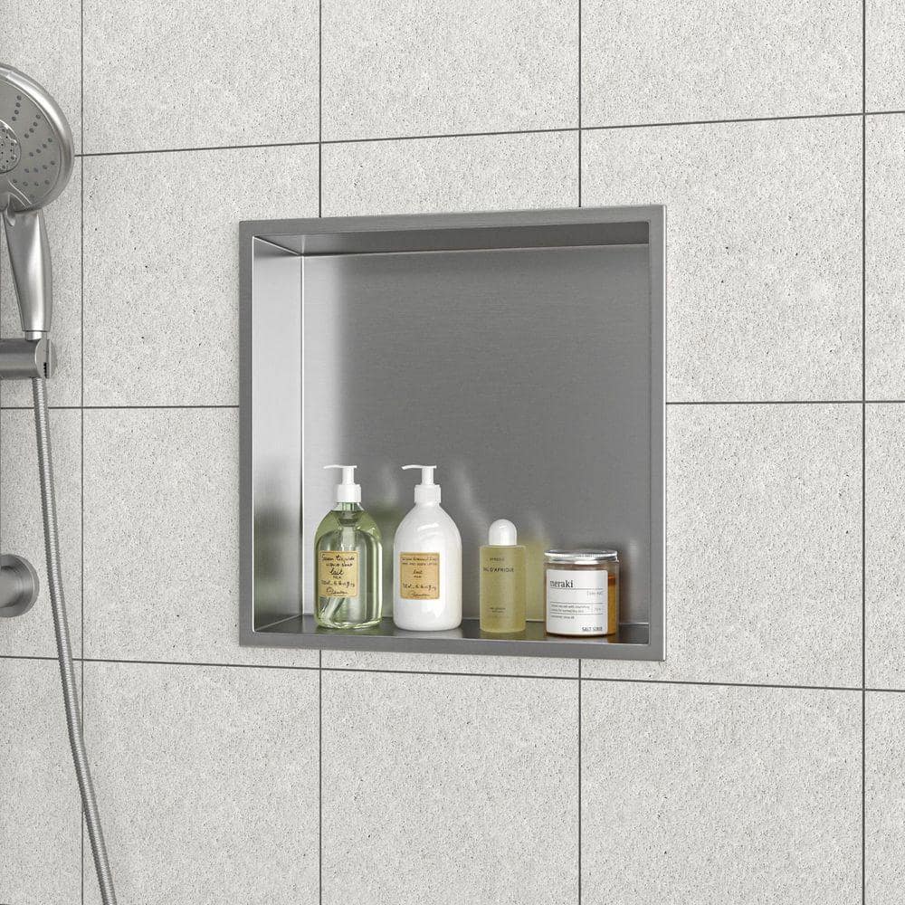 JimsMaison 12 in. W x 12 in. H x 4 in. D Shower Niche Set of 1 Pieces in Brushed Nickel (3)