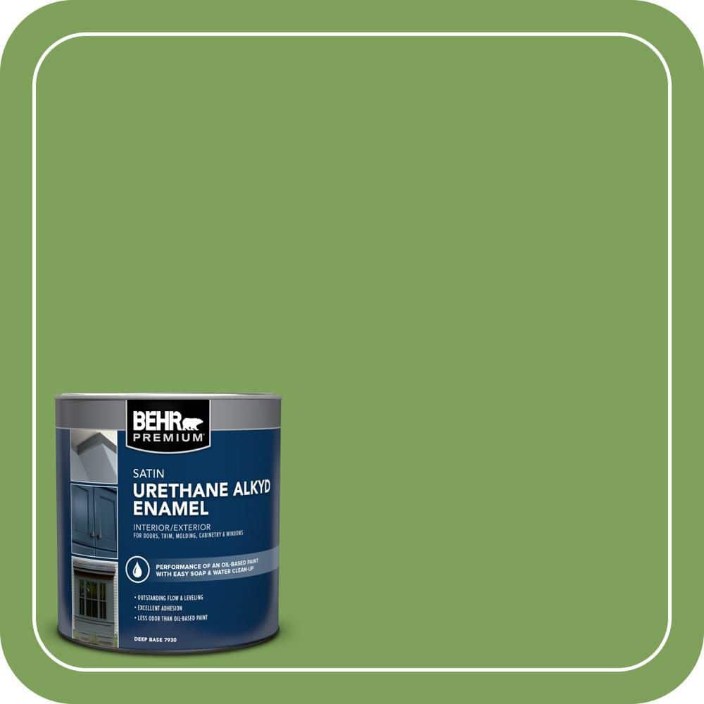 BEHR PREMIUM 1 qt. #P380-6 Springview Green Satin Enamel Urethane Alkyd Interior/Exterior Paint