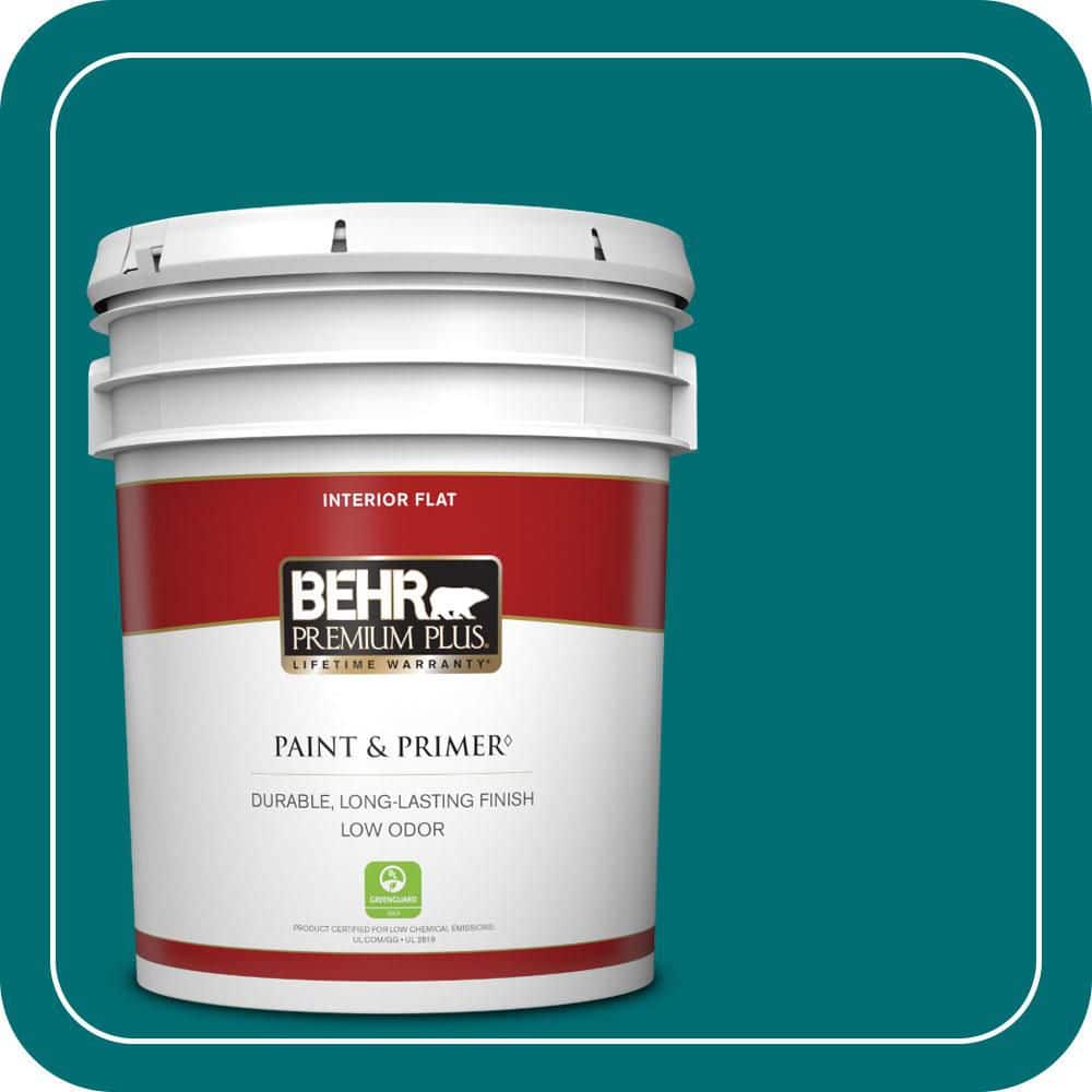 BEHR PREMIUM PLUS 5 gal. #MQ6-35 Teal Motif Flat Low Odor Interior Paint & Primer