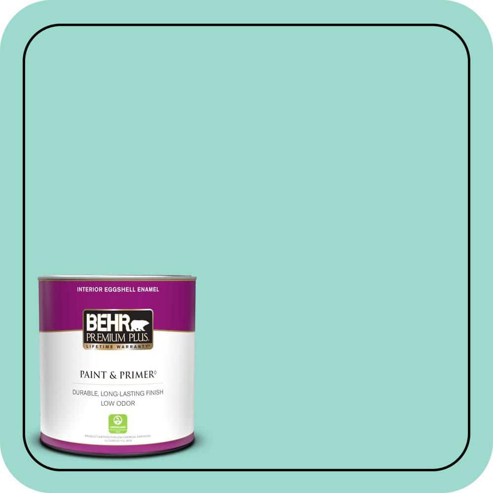 BEHR PREMIUM PLUS 1 qt. #P440-3 Fish Pond Eggshell Enamel Low Odor Interior Paint & Primer