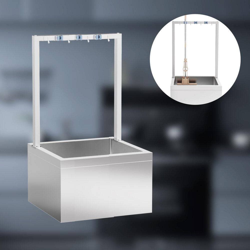 Wudkey 23.6 in. D x 23.6 in. W Stainless Steel Freestanding Floor Mop Sink with Cleaning Tool Rack for Restaurants, Garages (2)