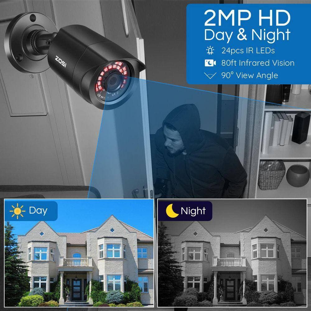 ZOSI 8-Channel 1080p 1TB DVR Surveillance with Bullet Security Cameras System 8-Wired (2)