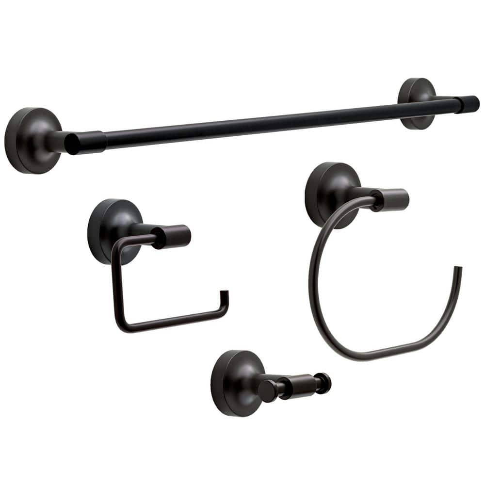 Franklin Brass Voisin 4-Piece Bath Accessory Set with Towel Bar, Toilet Paper Holder, Towel Ring, Towel Hook