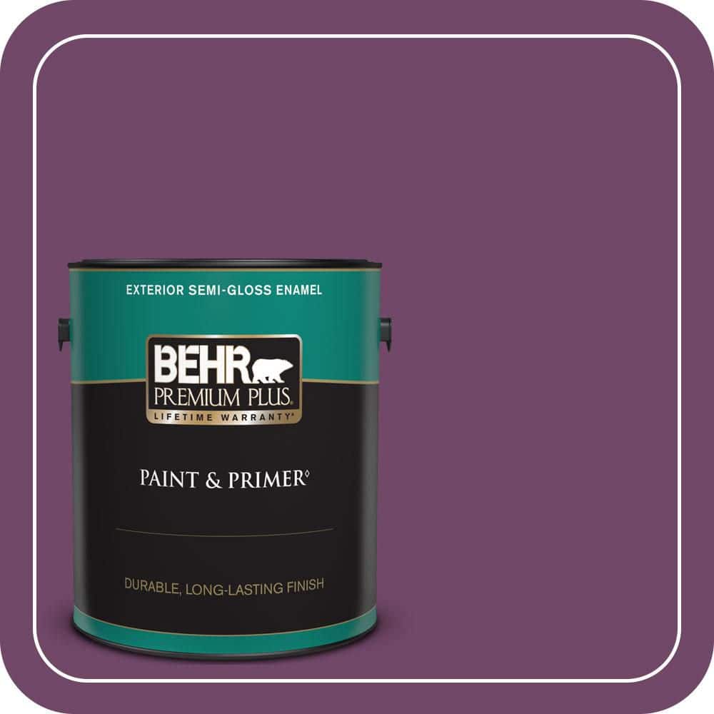 BEHR PREMIUM PLUS 1 gal. #S-G-680 Raspberry Mousse Semi-Gloss Enamel Exterior Paint & Primer