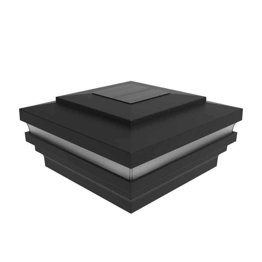 Barrette Outdoor Living 4.25 in. x 4.25 in. Matte Black Aluminum Rail Solar LED Post Cap (1)