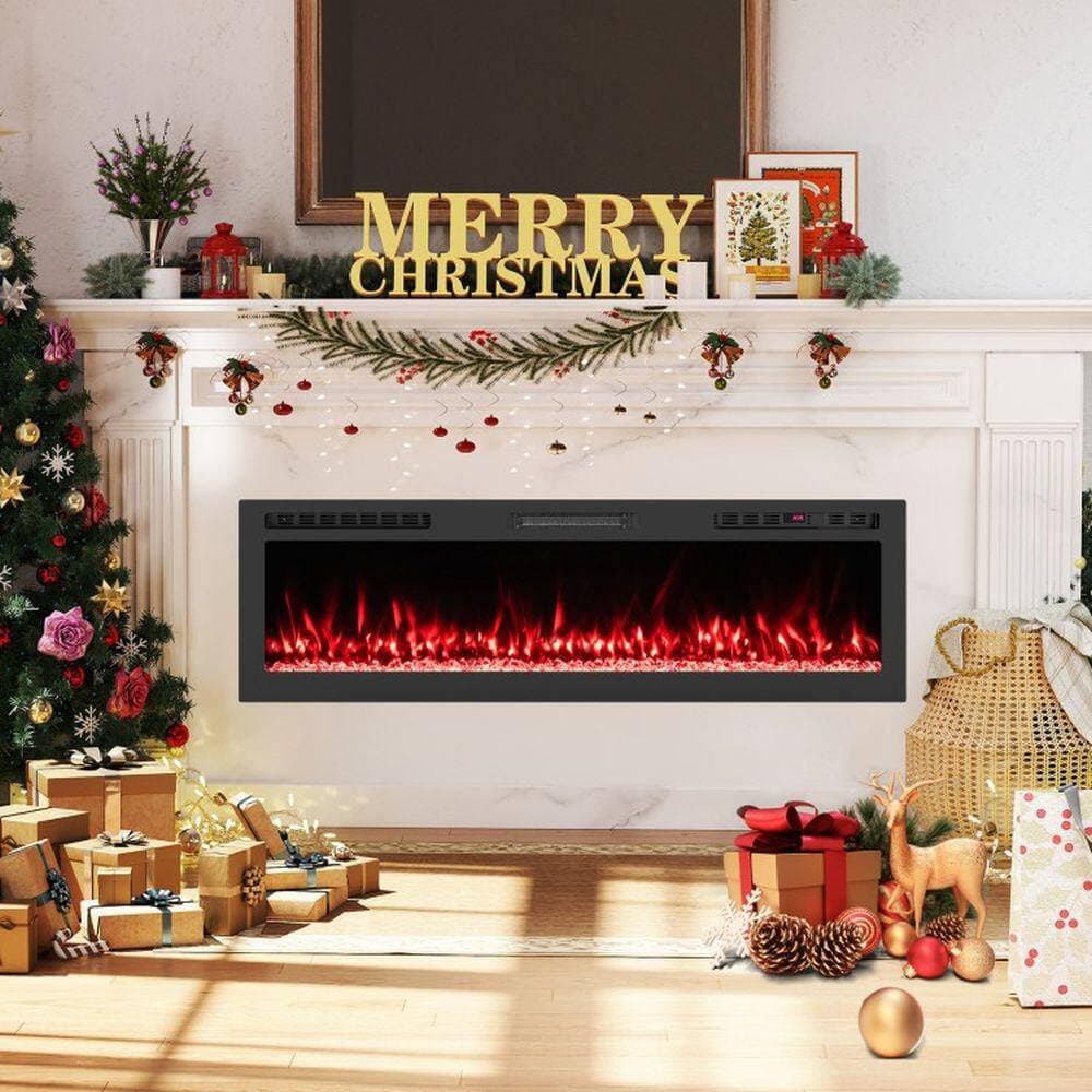 Clihome 60 in. WiFi Electric Fireplace Insert Heater Wall-Mount or Recessed 5100 BTU Smart Control (2)