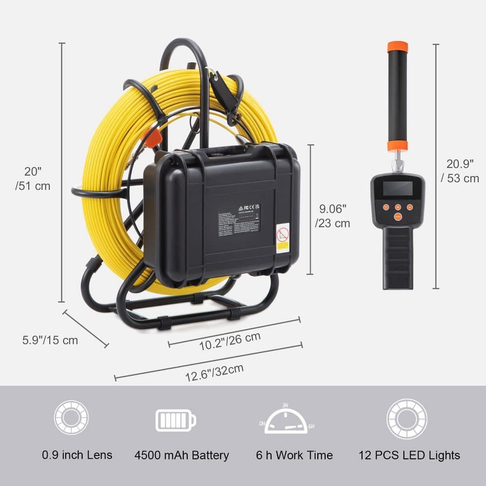 SKYSHALO 9 in. Pipeline Inspection Camera 512Hz Locator Sewer Camera IP68 with Snake, 16 GB SD Card for Home Duct Drain (2)