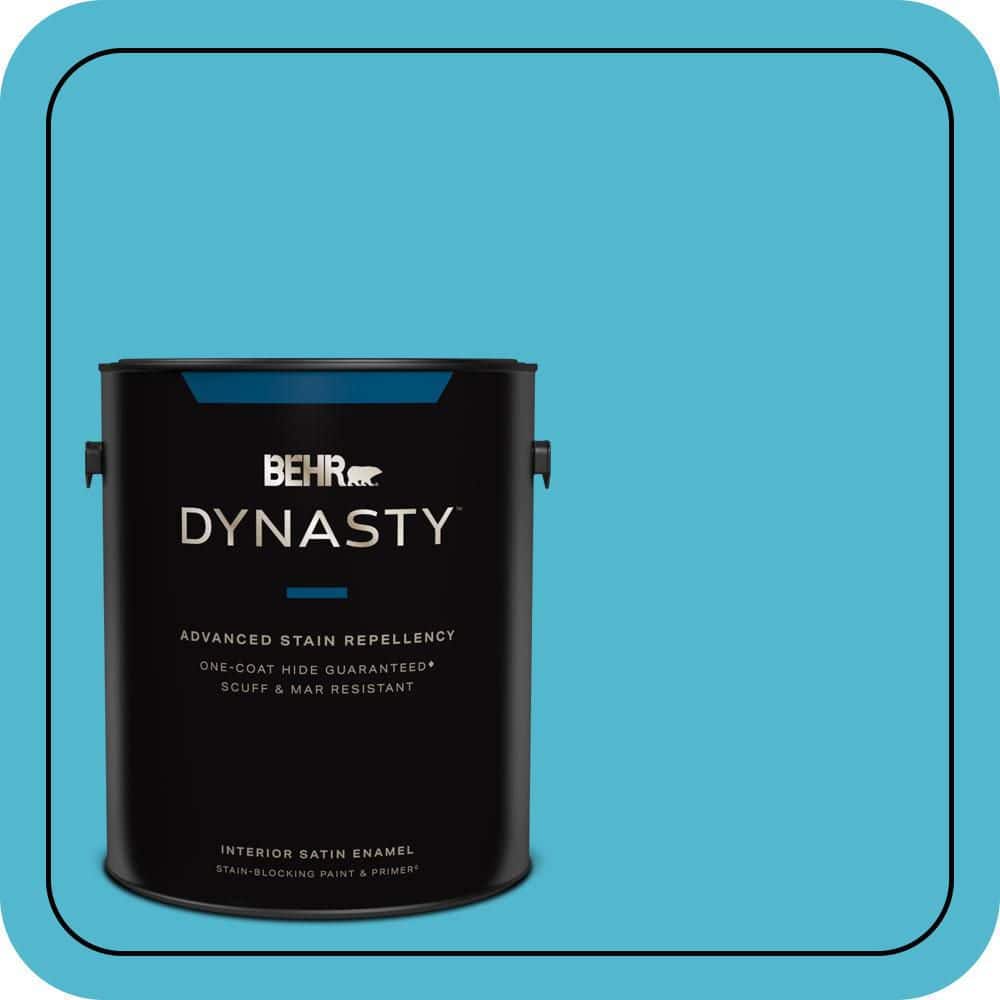 BEHR DYNASTY 1 gal. #520B-5 Liquid Blue Satin Enamel Interior Stain-Blocking Paint & Primer