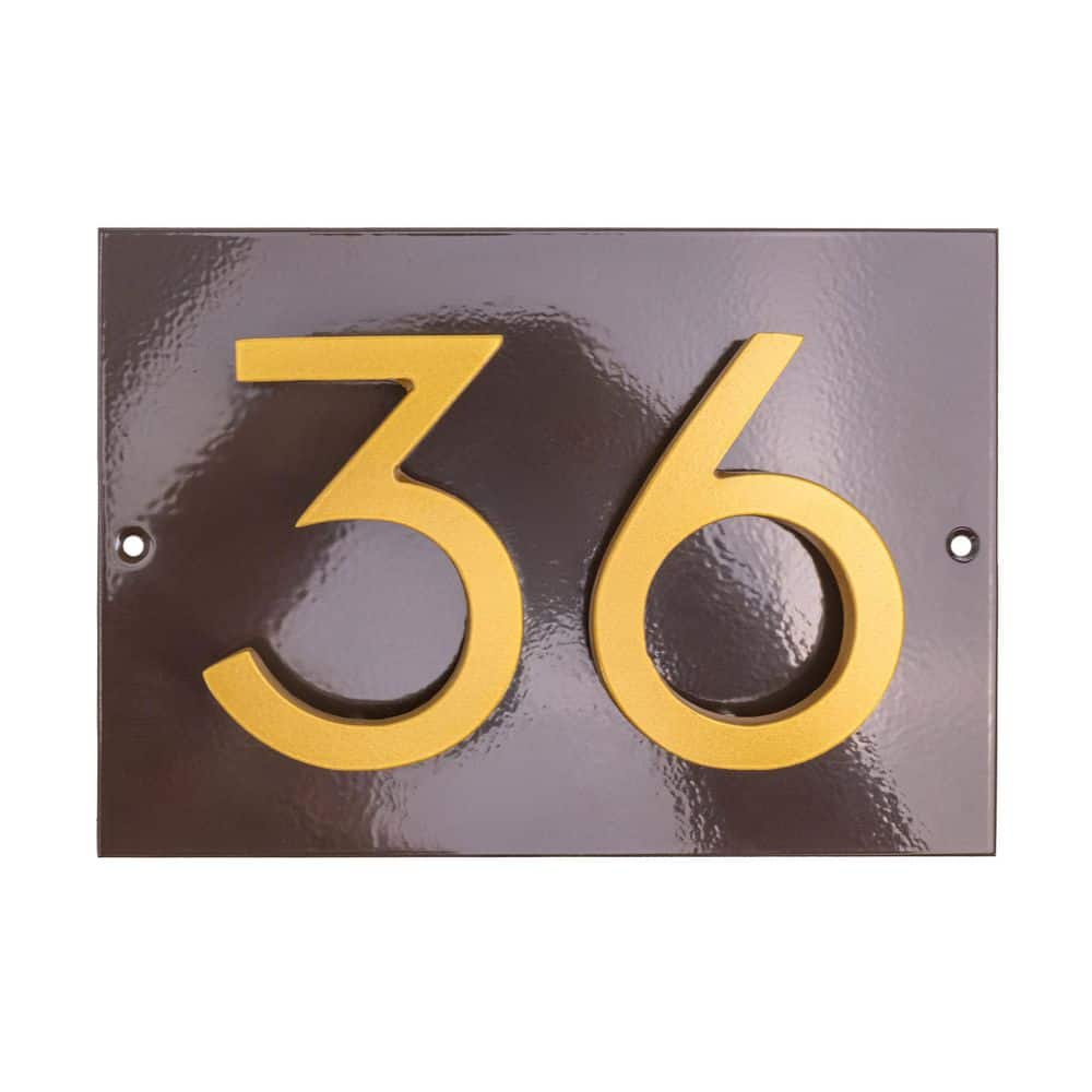Montague Metal Products Horizontal Floating Modern Address Plaque (4 in. Numbers-2 Characters)-Roman Bronze/Gold (1)