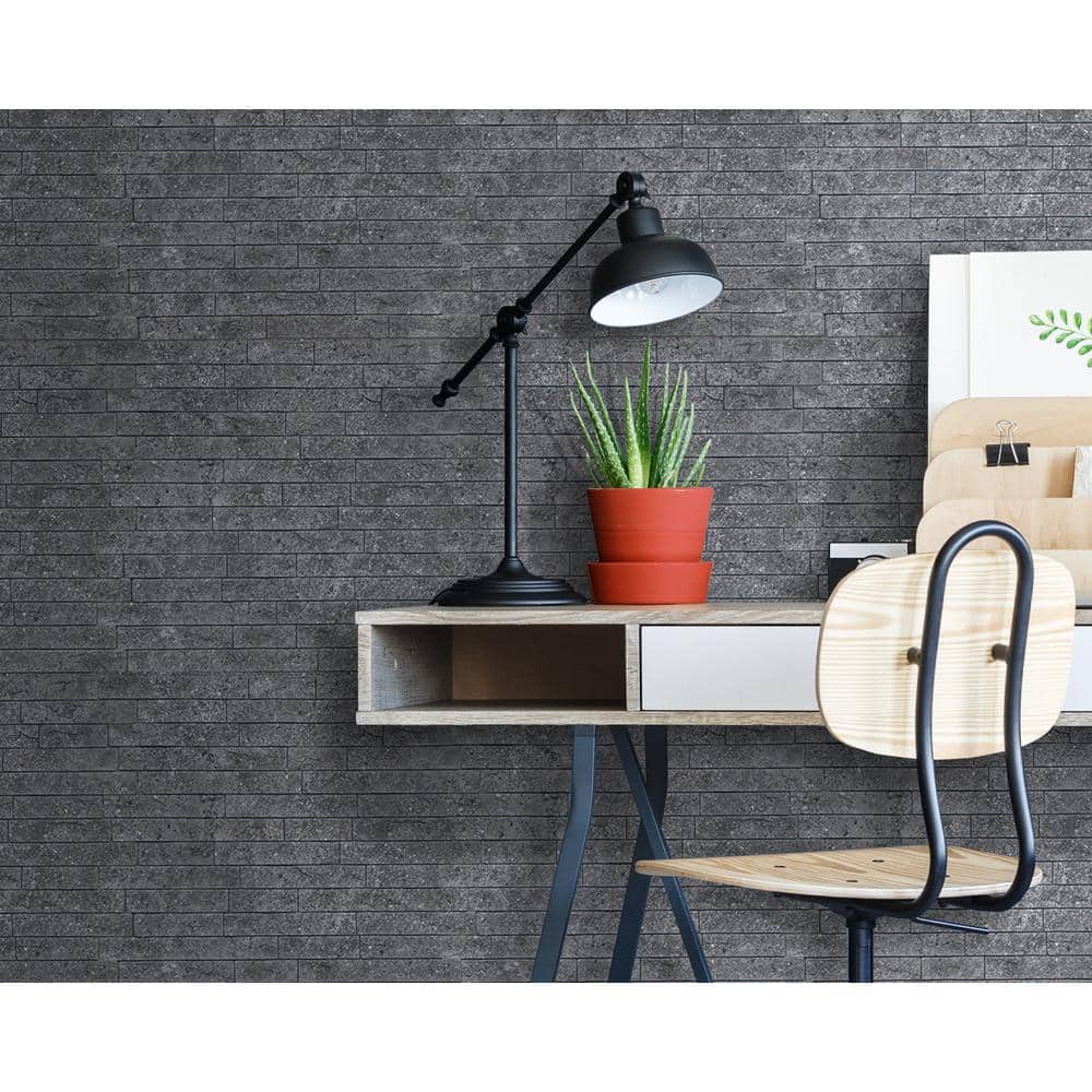 INNOVERA DECOR BY PALRAM 24 in. x 24 in. Ledge Stone PVC Seamless 3D Wall Panels in Dark Urban Cement (1-Piece) (2)