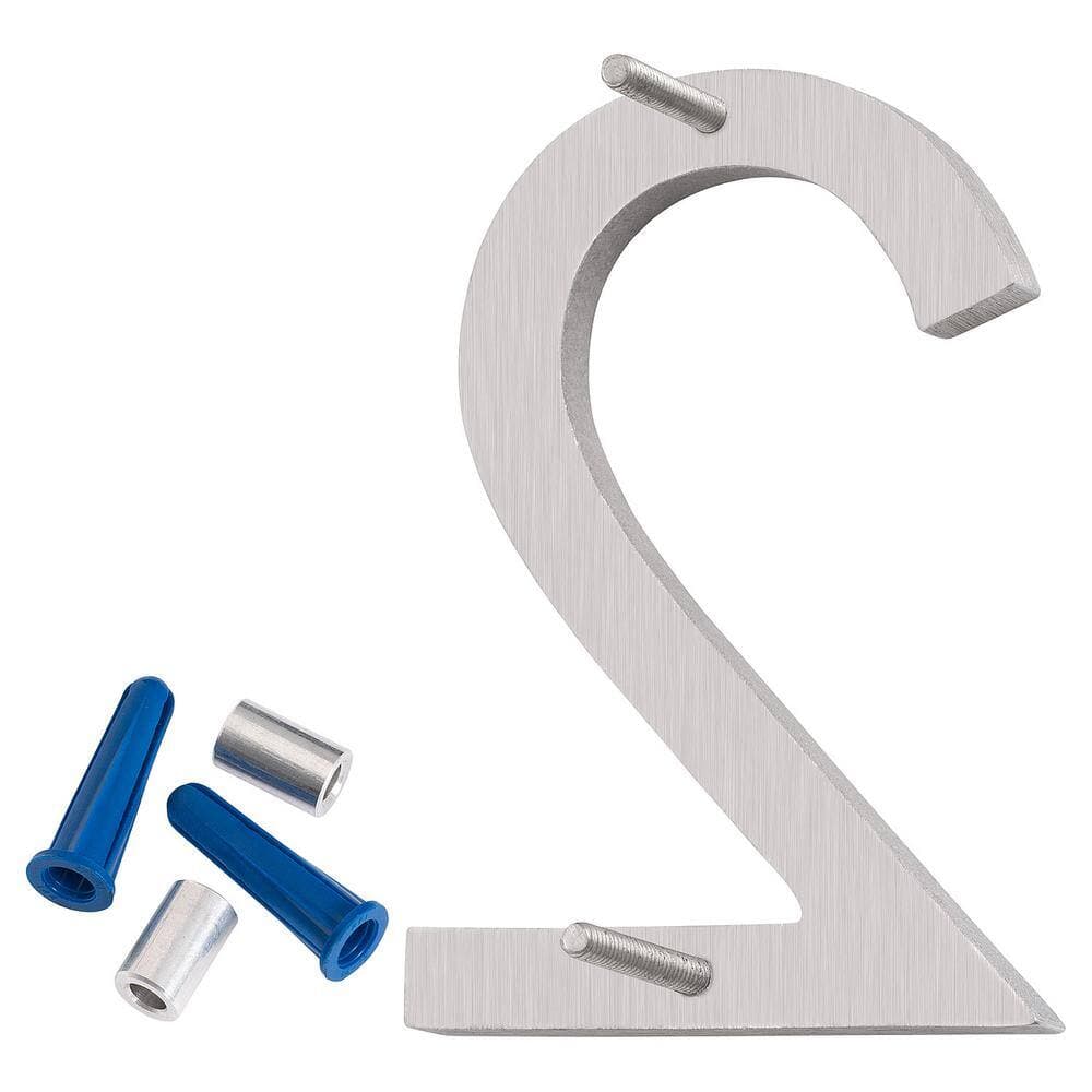 Montague Metal Products 16 in. Brushed Aluminum Floating or Flat Modern House Number 2 (3)