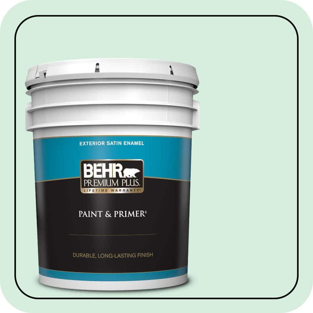 BEHR PREMIUM PLUS 5 gal. #470C-2 Winter Fresh Satin Enamel Exterior Paint & Primer