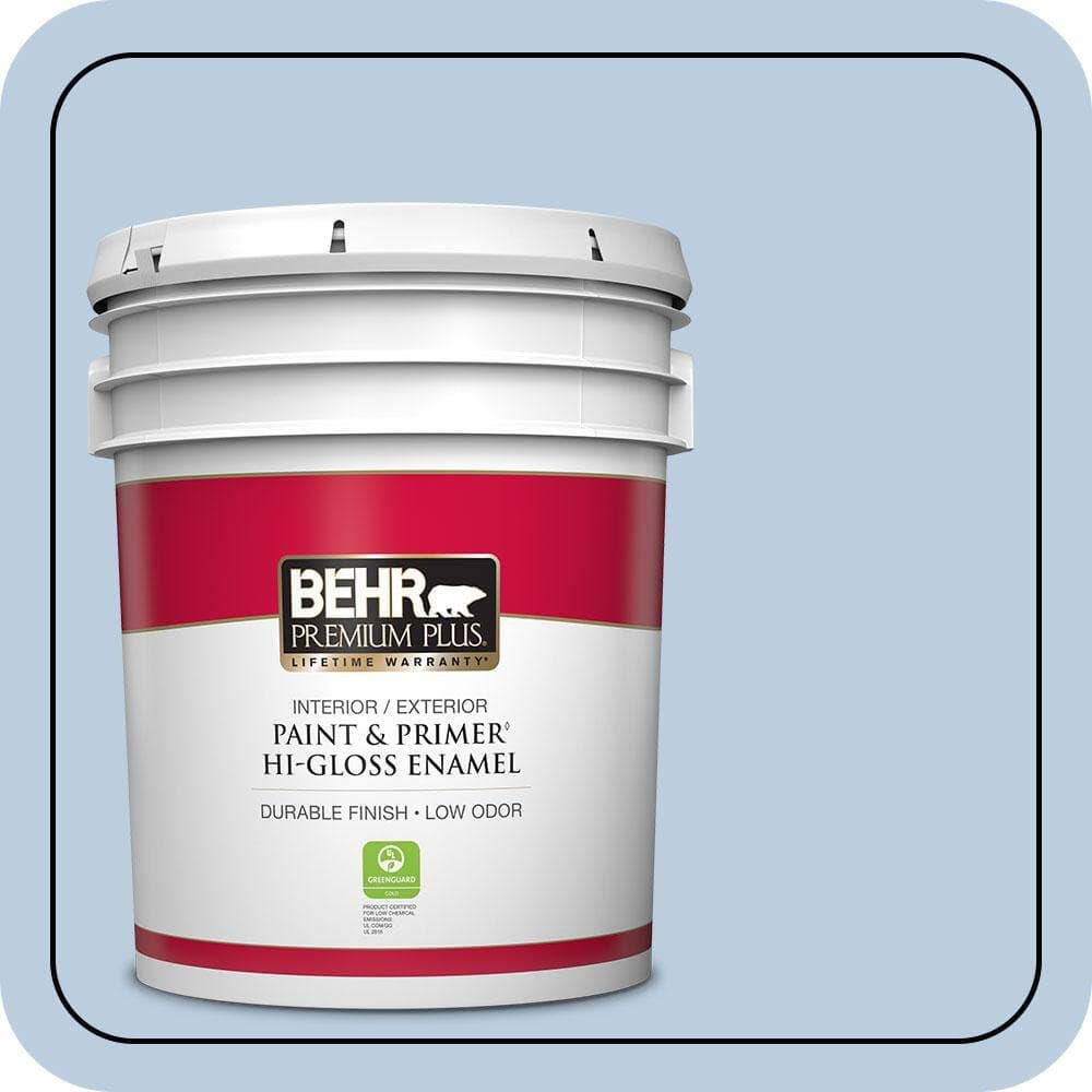 BEHR PREMIUM PLUS 5 gal. #M530-2 Skys the Limit Hi-Gloss Enamel Interior/Exterior Paint & Primer (1)