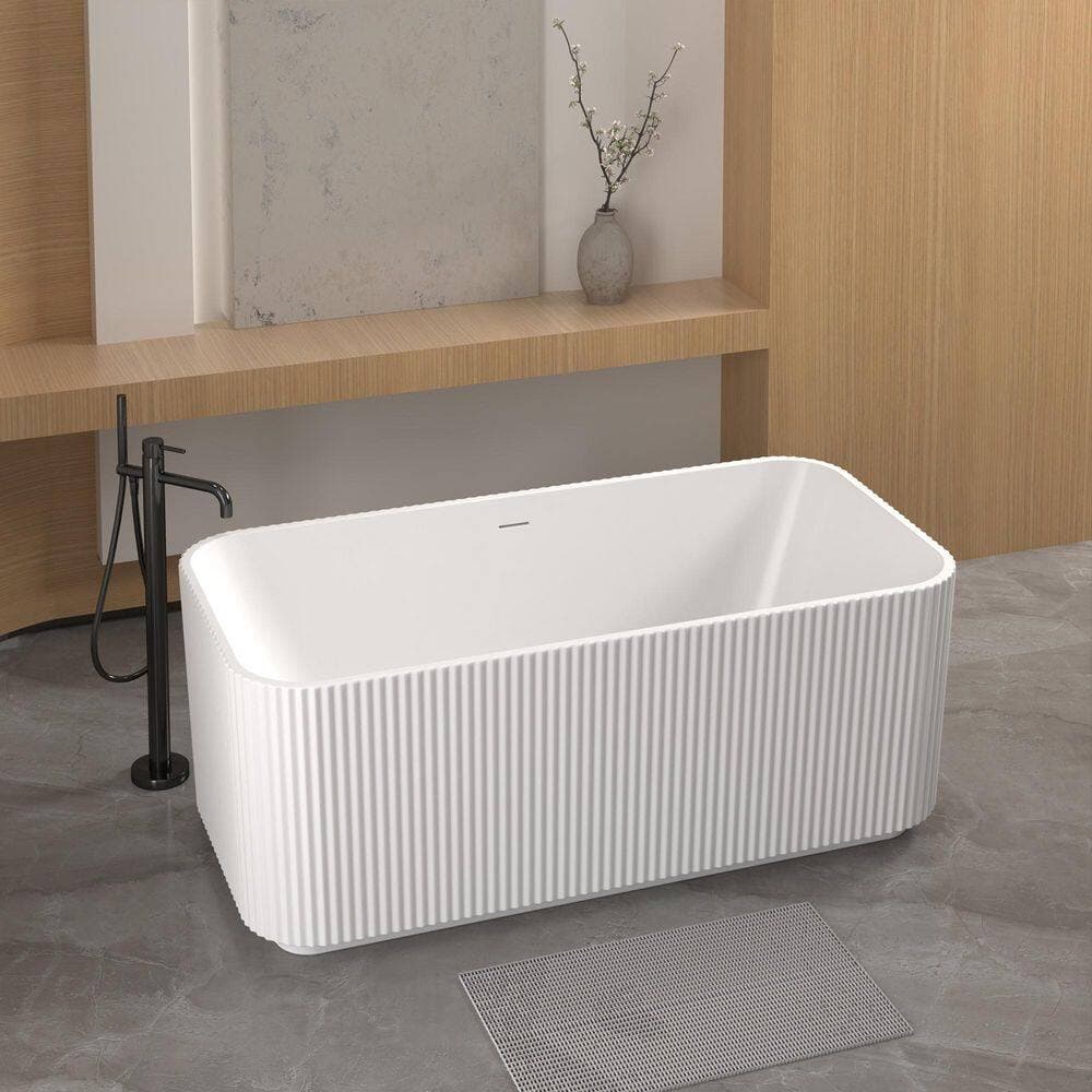 LUXSHERY 59 in. x 29.5 in. Acrylic Freestanding Soaking Bathtub with Center Drain in Glossy White,cUPC Certified (3)