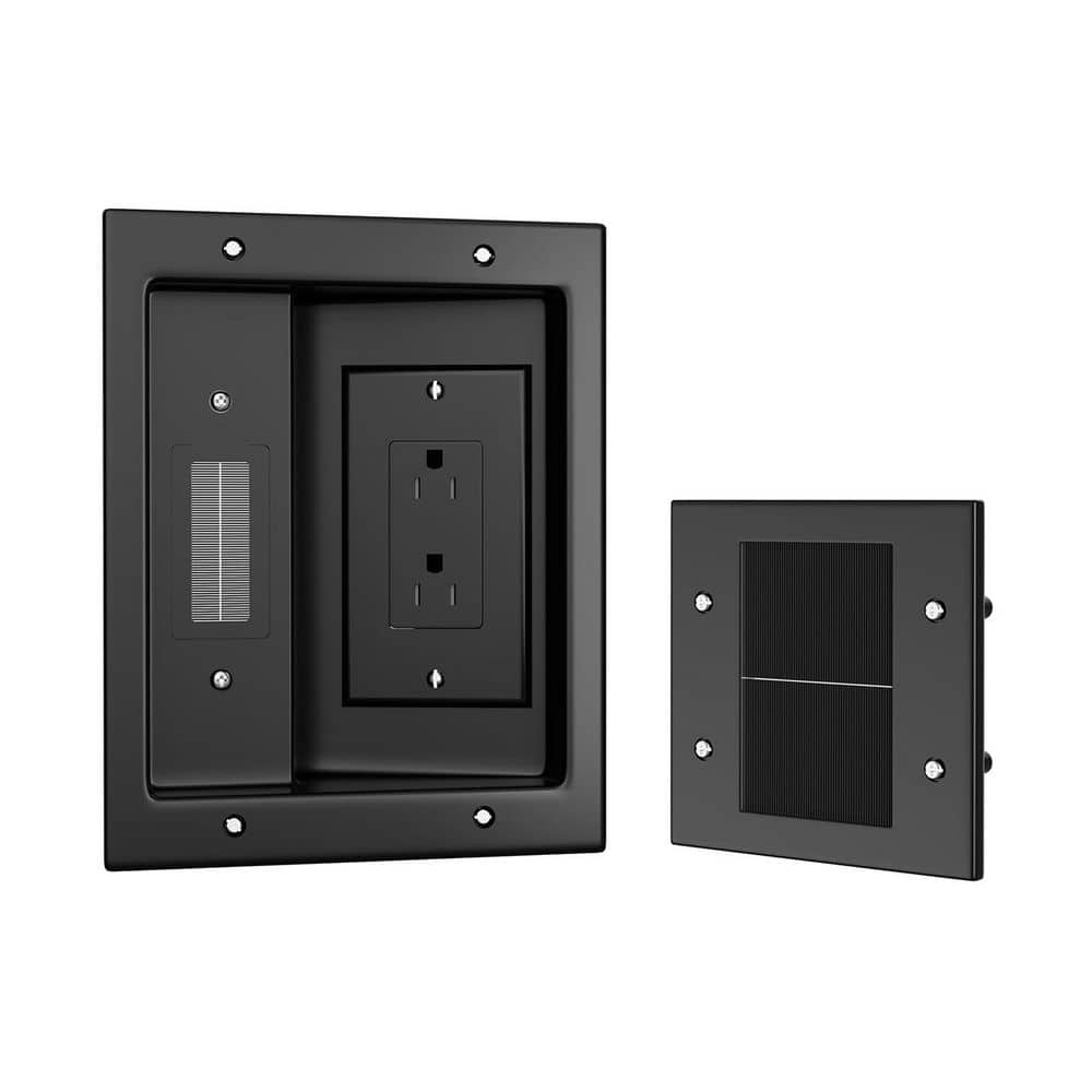 Ahfiwaso In-Wall Cable Management Kit with Recessed Power Outlet Box Cord Hider Brush Plate 9.3ft Cord Black 1 Kit