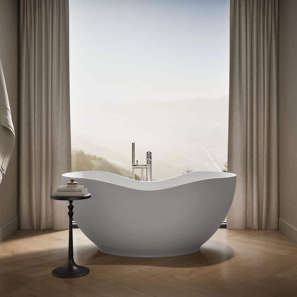 KOHLER Abrazo 66 in. x 31.5 in. Soaking Bathtub with Center Drain in White (3)