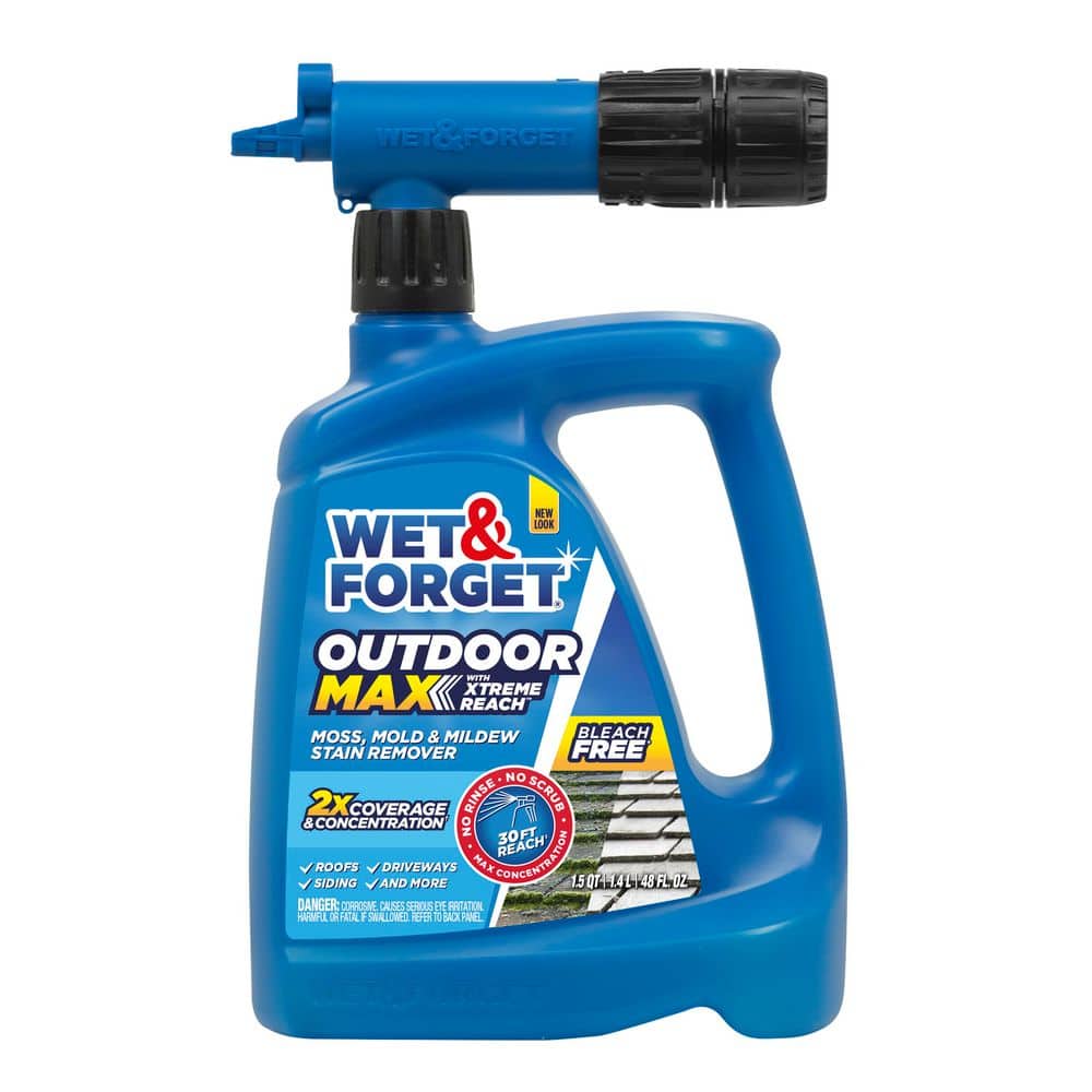 Wet and Forget 48 oz. House Wash Outdoor Cleaner Mold Mildew Algae Remover with 30 ft. High Reach Hose End Sprayer