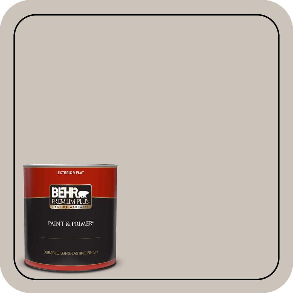 BEHR PREMIUM PLUS 1 qt. #N200-2 Doeskin Gray Flat Exterior Paint & Primer