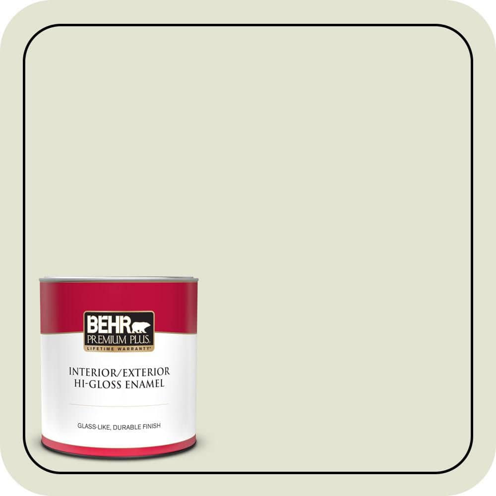 BEHR PREMIUM PLUS 1 qt. #S360-1 Yoga Daze Hi-Gloss Enamel Interior/Exterior Paint & Primer