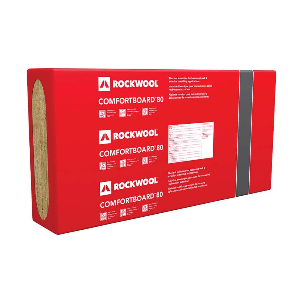 ROCKWOOL R-6.3 Comfortboard 80 1-1/2 in. x 24 in. x 48 in. Stone Wool Insulated Sheathing Board (48 sqft) (2)