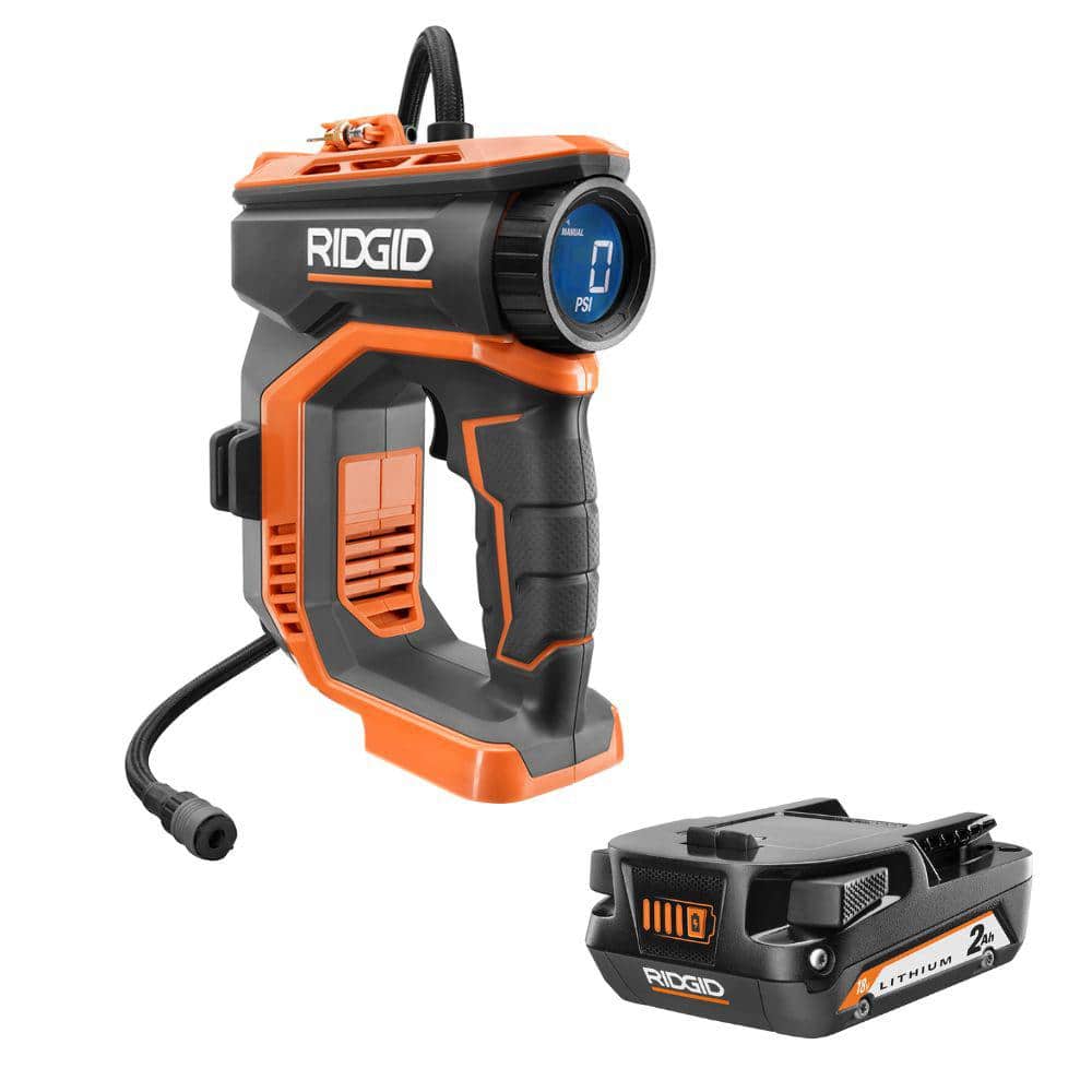 RIDGID 18V Cordless Digital Inflator with 2AH Battery