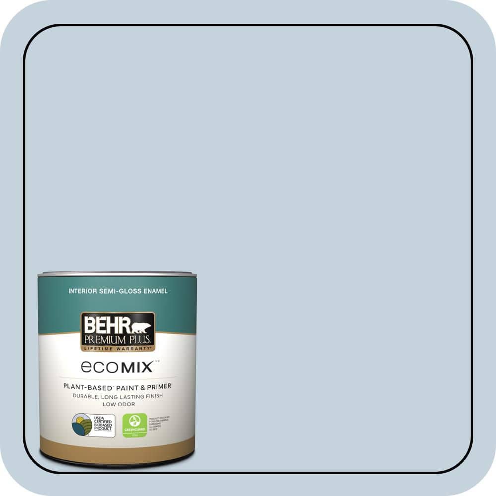 BEHR PREMIUM PLUS 1 qt. #570E-2 Velvet Sky Semi-Gloss Enamel EcoMix Plant-Based Interior Paint & Primer (1)