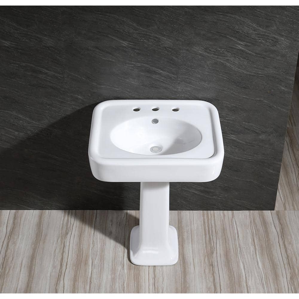 Kingston Brass Robert Ceramic Rectangular Vessel Sink with Pedestal Sink Combo in White (3)