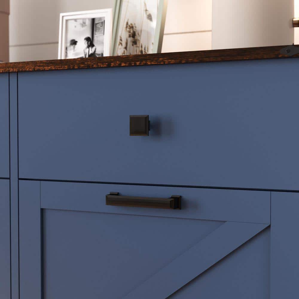 COWLOWN 39.3 in. W x 13 in. D x 34.45 in. H Bathroom Navy Blue Linen Cabinet (3)