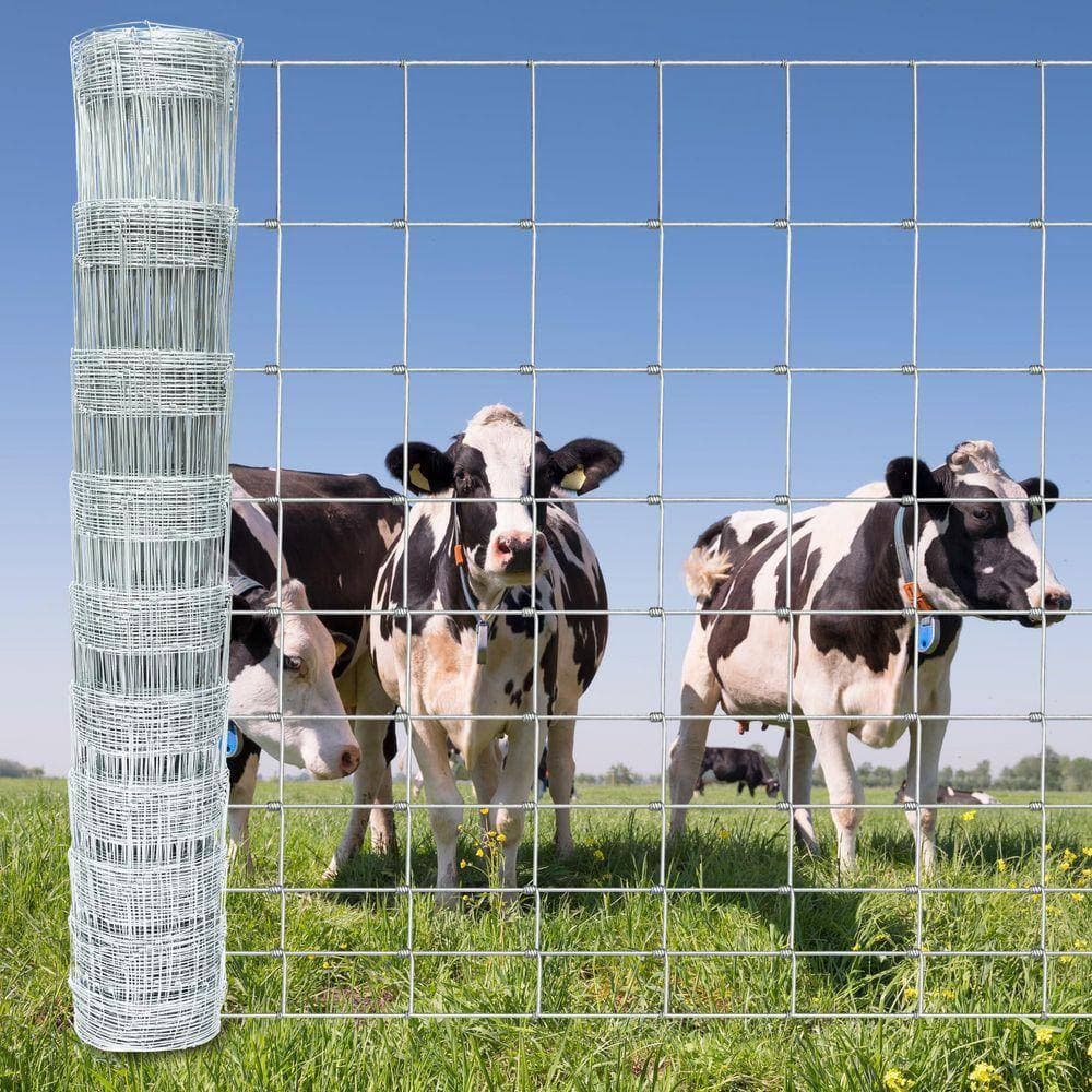 KIWDZFU Farm Fence 4 ft. x 164 ft. Heavy Zinc Coating Galvanized Field Wire Fencing for Livestock and Animal Protection (2)