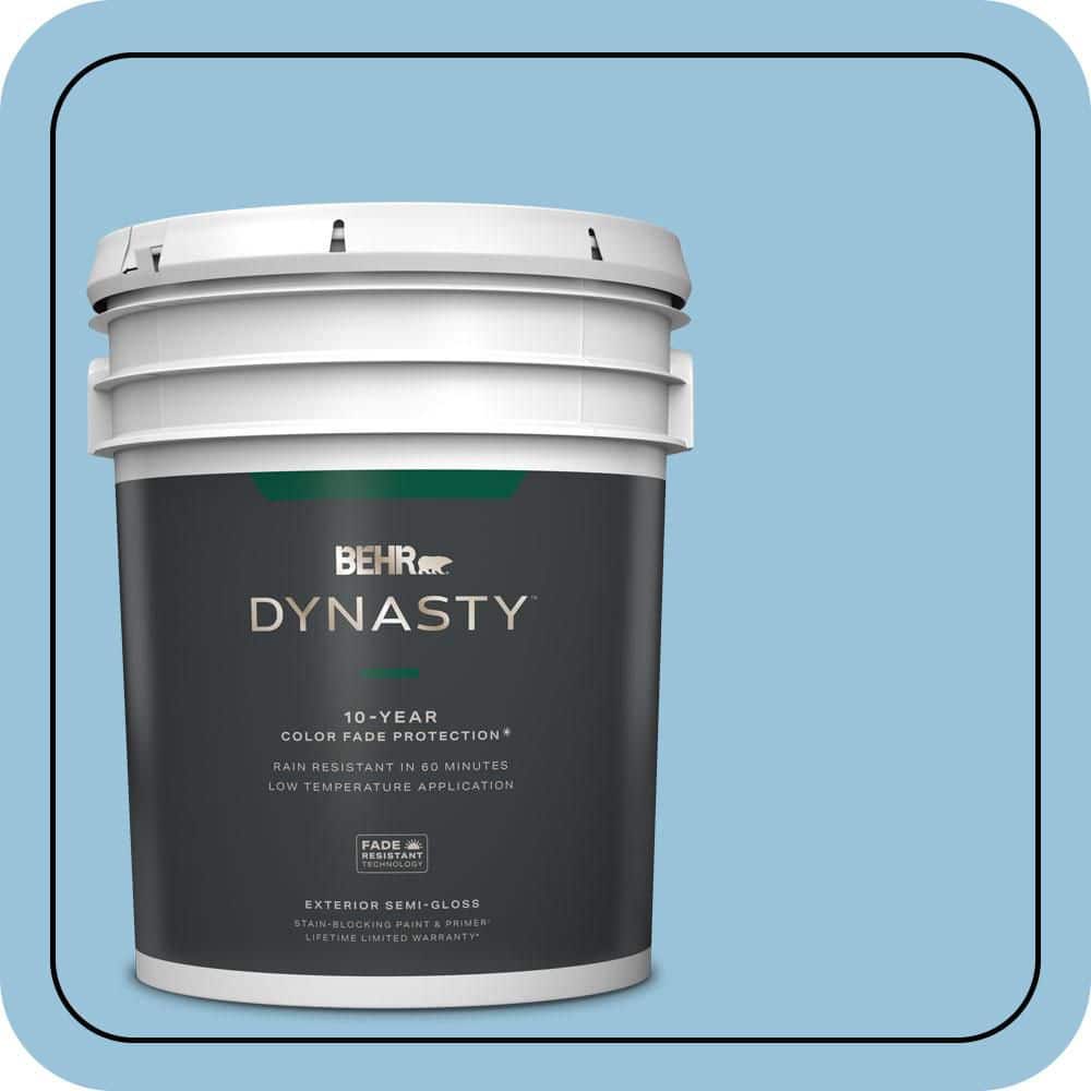 BEHR DYNASTY 5 gal. #560D-4 Madras Blue Semi-Gloss Enamel Exterior Stain-Blocking Paint & Primer