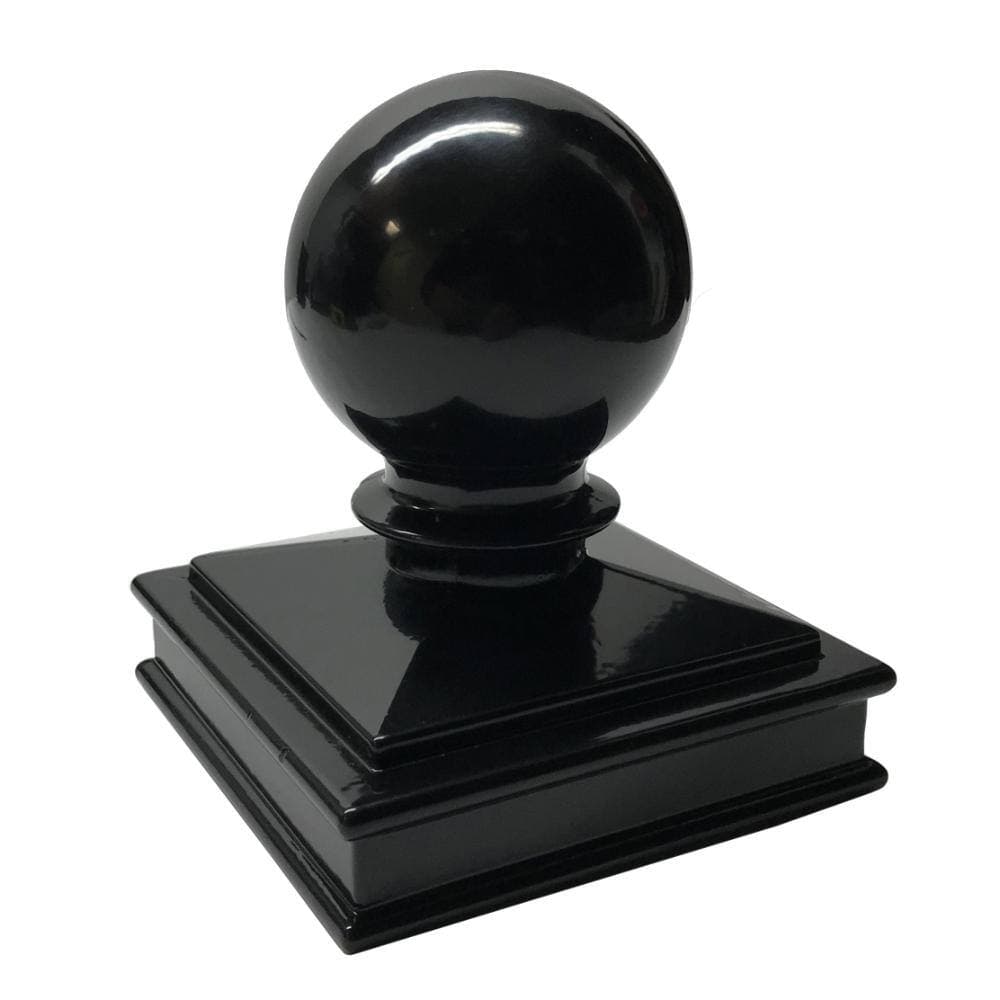 Decorex Hardware 3" x 3" Aluminium Ball Top Post Cap for Metal Posts – Pressure Fit – Powder-Coated Black (1 Pack)