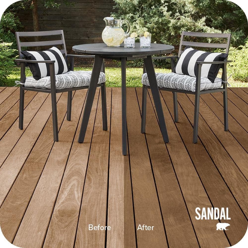 BEHR PREMIUM 1 gal. #ST-121 Sandal Semi-Transparent Waterproofing Exterior Wood Stain and Sealer (2)