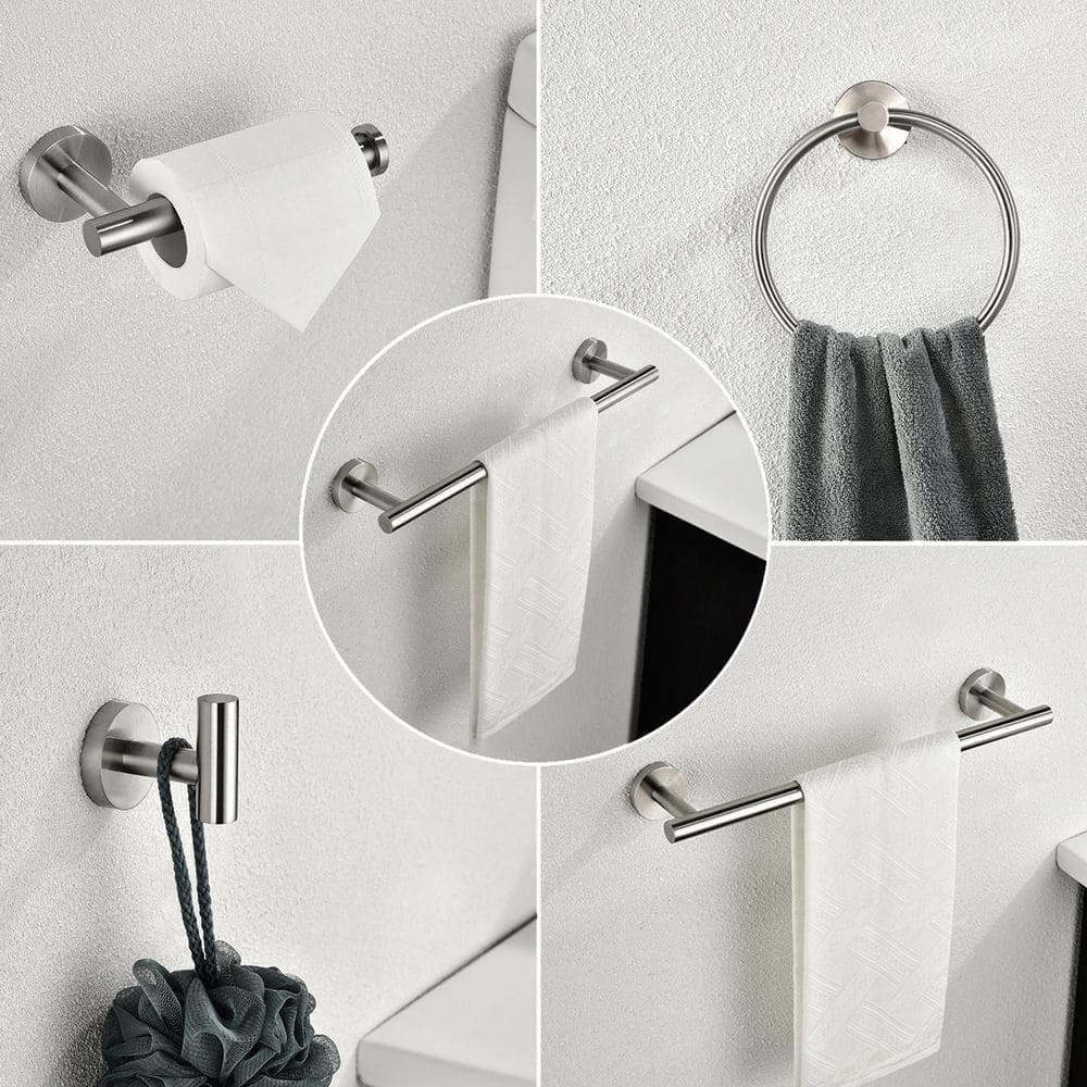 Unbranded 6-Piece Stainless Steel Bathroom Hardware Set with Mounting Hardware for Bathroom Wall Mounted (4)