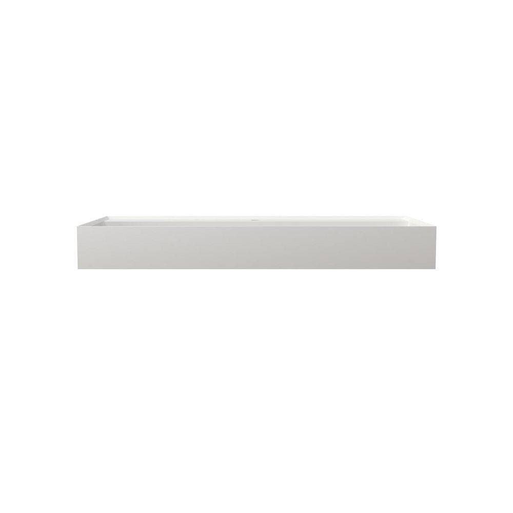 LIVACA 39.40 in. 18.90 in. Drop-In Bathroom Sink in Matte White Solid Surface with Durable Stone Resin Construction (3)
