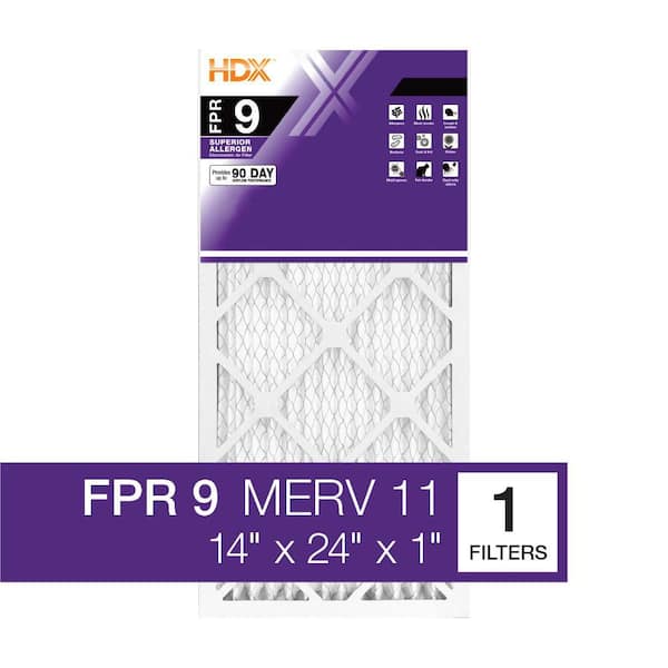 HDX 14 in. x 24 in. x 1 in. Superior Pleated Air Filter FPR 9, MERV 11 (2)