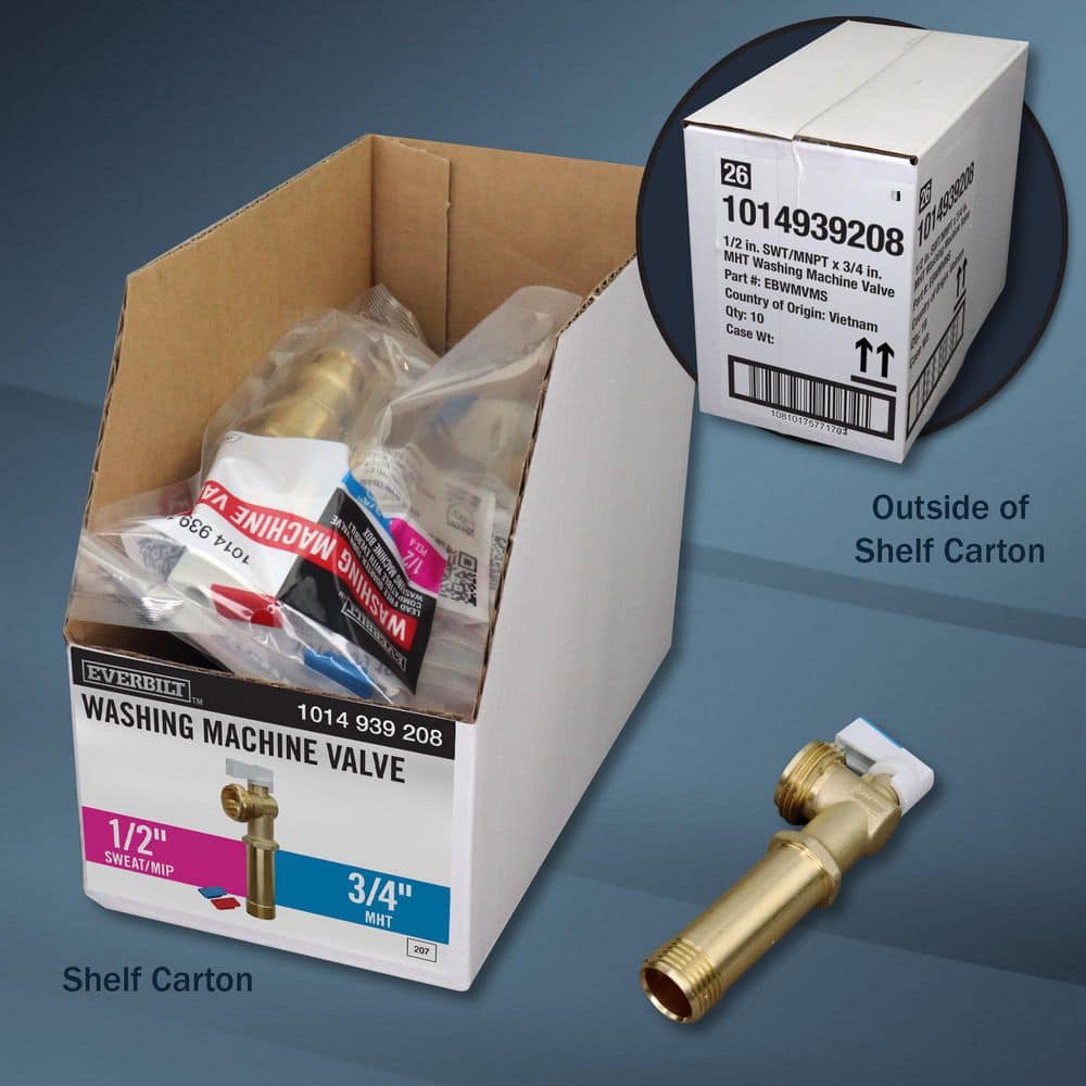 Everbilt 1/2 in. Sweat x 3/4 in. Male Hose Thread Brass Washing Machine Valve (3)