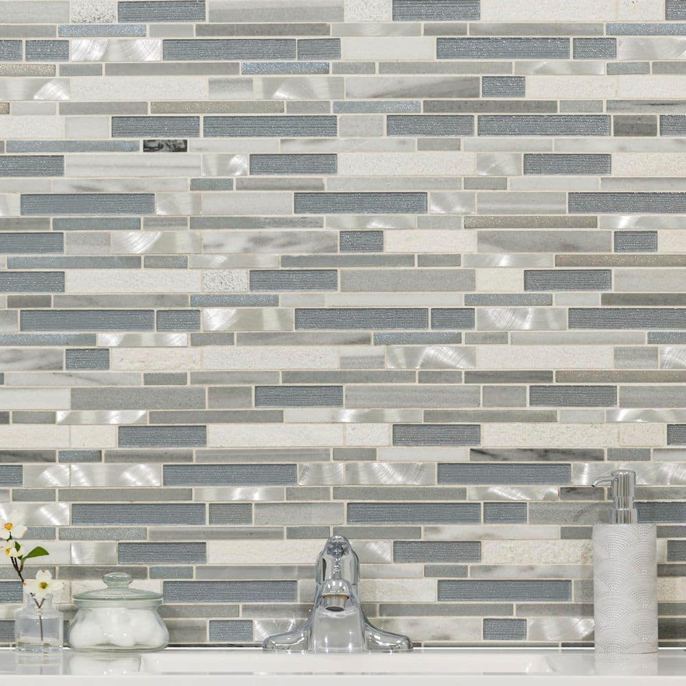 MSI Harlow Interlocking 12 in. x 12 in. x 0.31 in. Glass/Stone/Metal Mesh-Mounted Mosaic Tile (1 sq. ft./Each) (3)