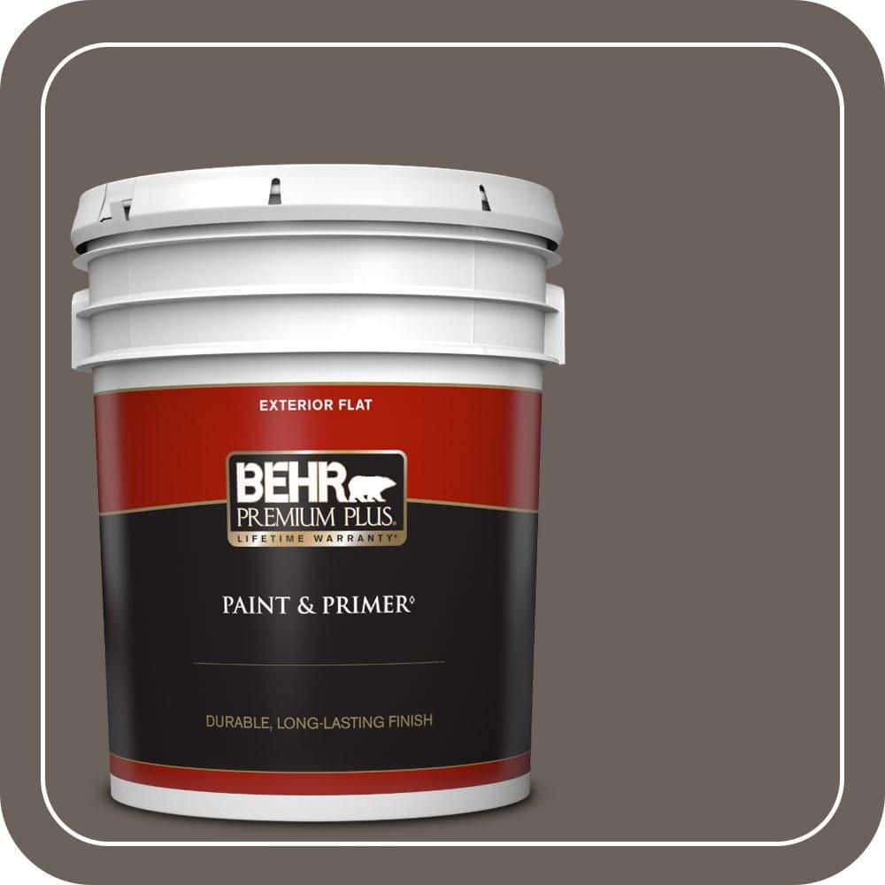 BEHR PREMIUM PLUS 5 gal. #T11-8 Back Stage Flat Exterior Paint & Primer