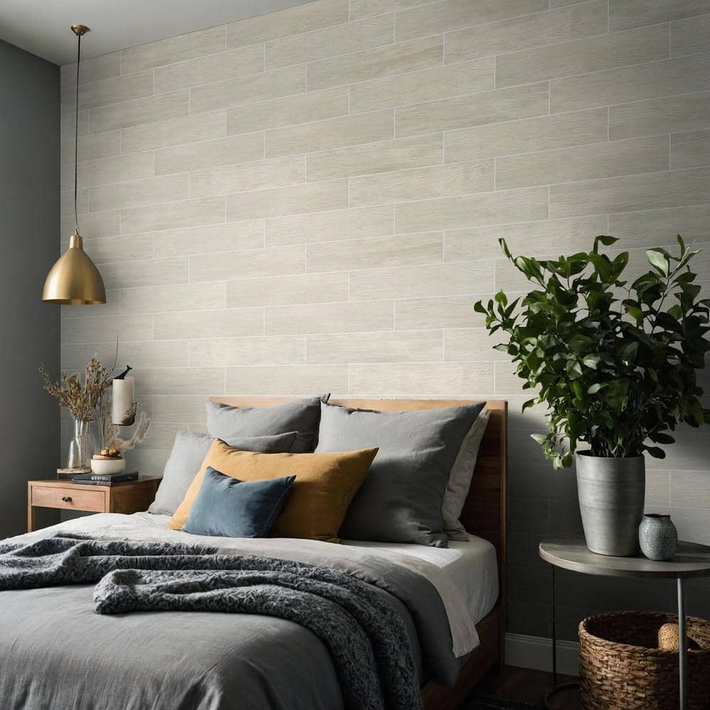 TrafficMaster Capel Bianco 6 in. x 24 in. Matte Ceramic Wood Look Floor and Wall Tile (1 sq. ft./Each) (4)