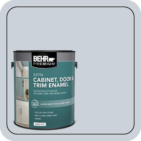 BEHR PREMIUM 1 gal. #N480-1 Light Drizzle Satin Enamel Interior/Exterior Cabinet, Door & Trim Paint (2)