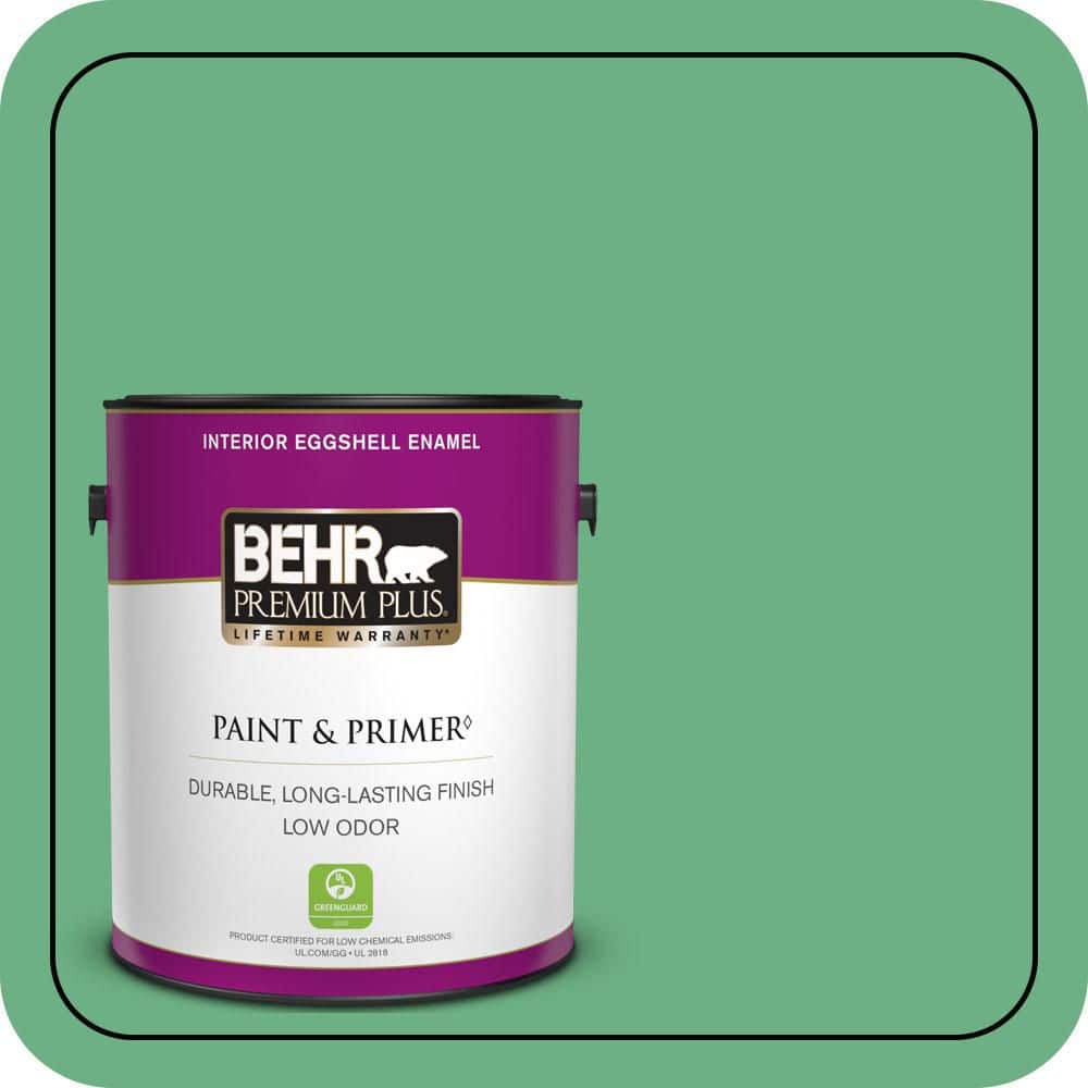 BEHR PREMIUM PLUS 1 gal. #P410-5 Lily Pads Eggshell Enamel Low Odor Interior Paint & Primer