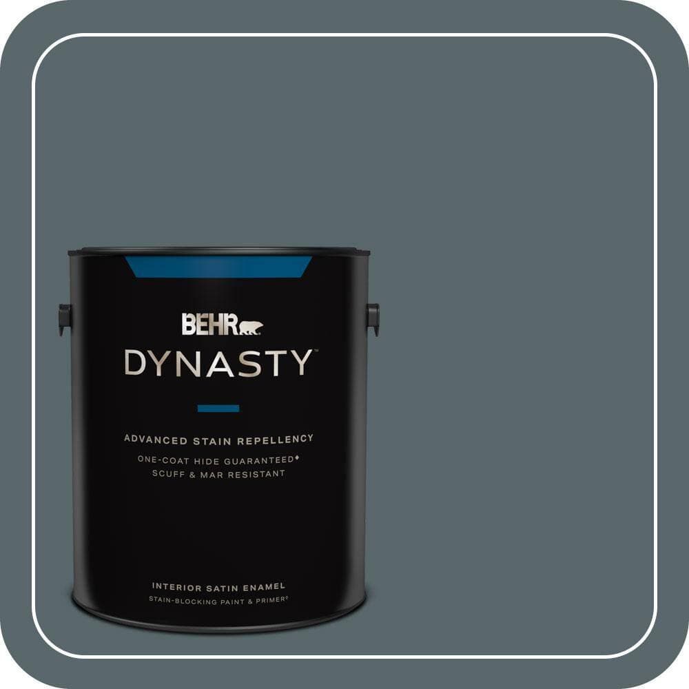 BEHR DYNASTY 1 gal. #N470-6 Whale Gray One-Coat Hide Satin Enamel Interior Stain-Blocking Paint and Primer